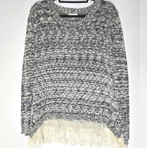 Anthropologie A'reve Knit Lace Hem Dolman Top M/L Lagenlook Boho Artsy